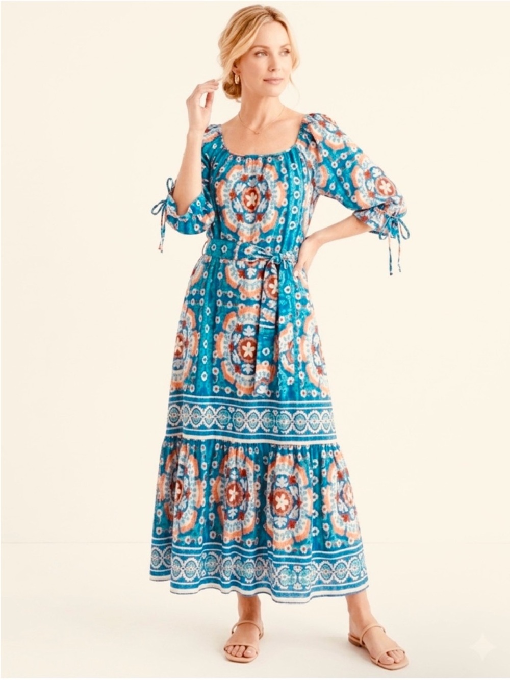 Anthropologie Fia and Flower Boho Medallion Dress size XL